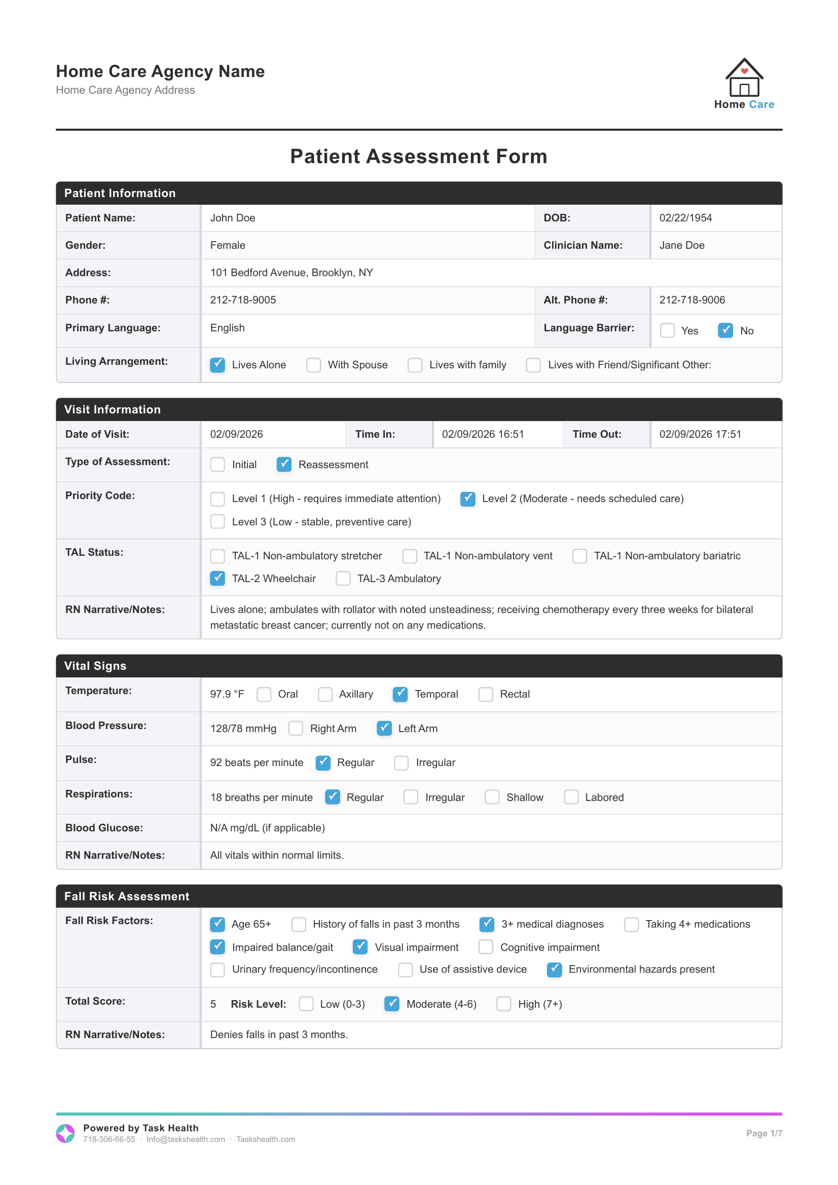 Patient Assessment preview
